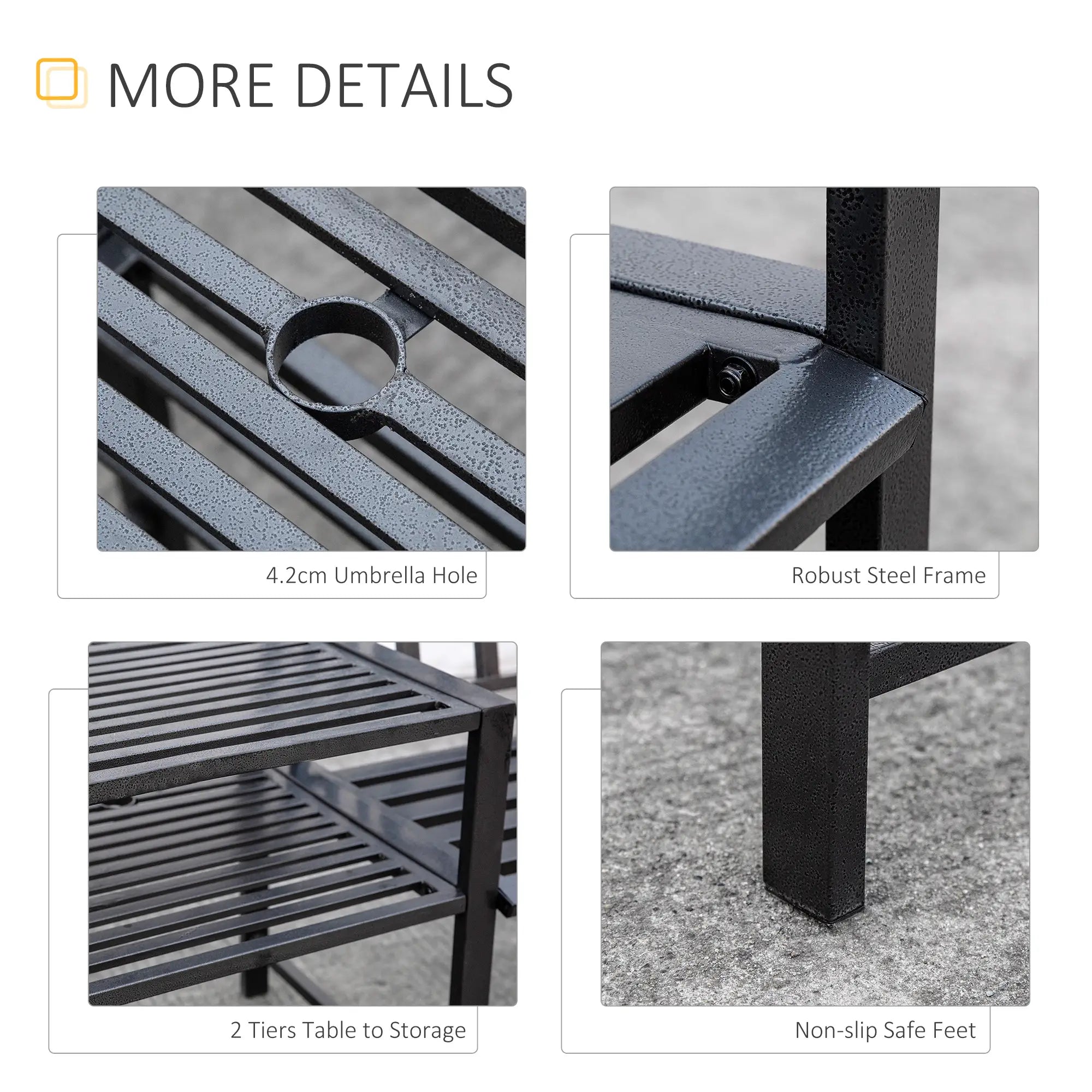 Steel Garden Bench With Middle Table, Umbrella Hole, Double Seat, Outdoor, Black Outdoor Benches at Gallery Canada