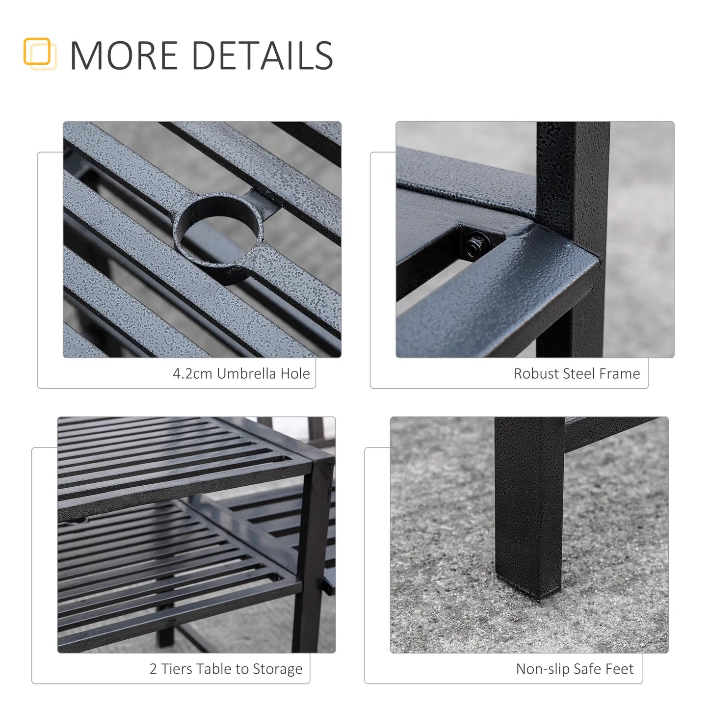 Steel Garden Bench With Middle Table, Umbrella Hole, Double Seat, Outdoor, Black Outdoor Benches at Gallery Canada