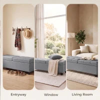 51.2" Storage Ottoman Bench, 2 Compartments, Dark Grey, Dark Grey