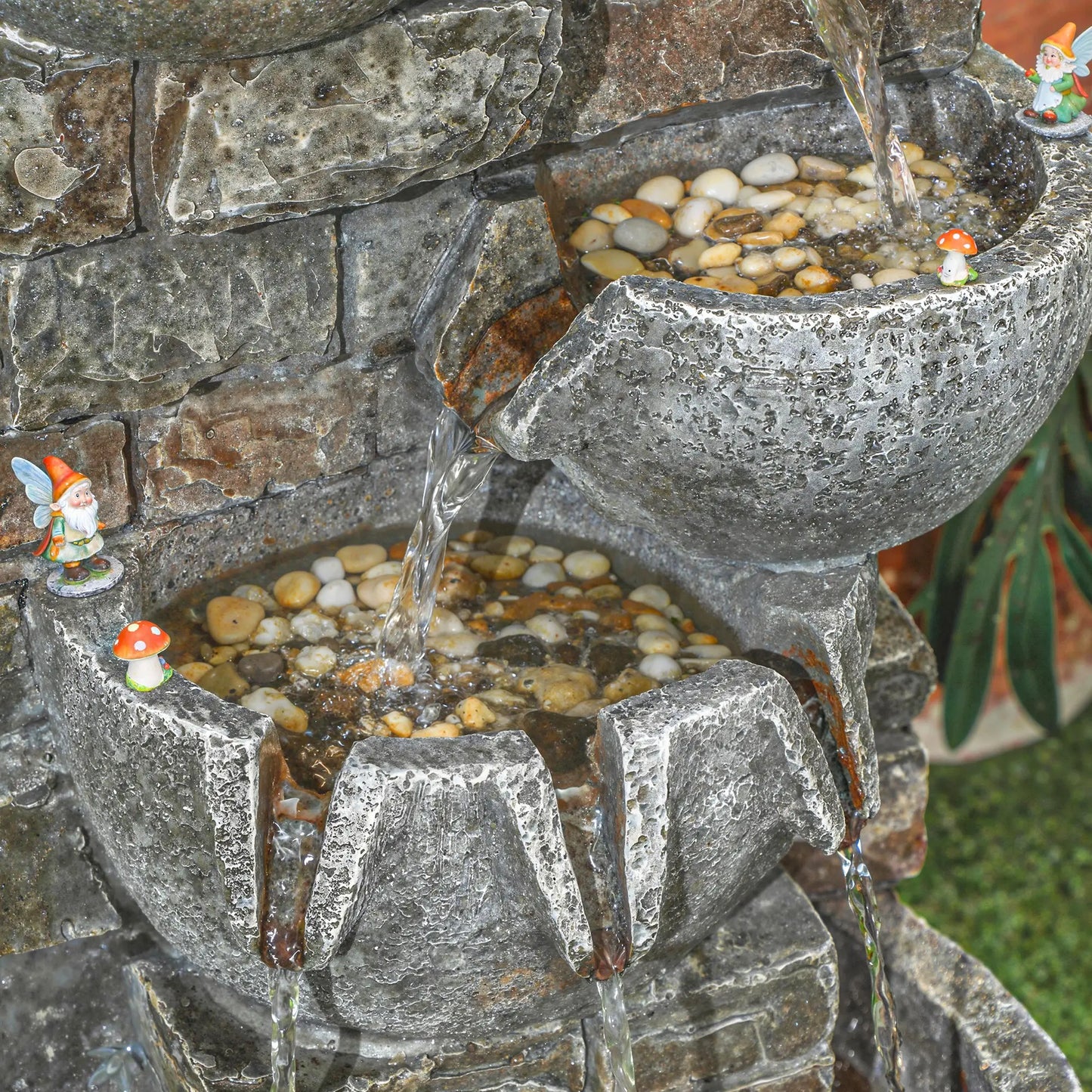 31.5" Tall 5 Tiers Cascading Water Fountain, Mixed, Outdoor Garden Patio Decor Water Fountains at Gallery Canada