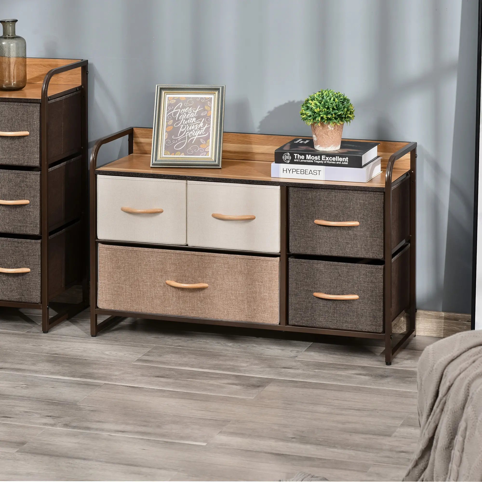 5-Bin Dresser Storage Tower, Fabric Bins with Metal Frame Storage Cabinets at Gallery Canada