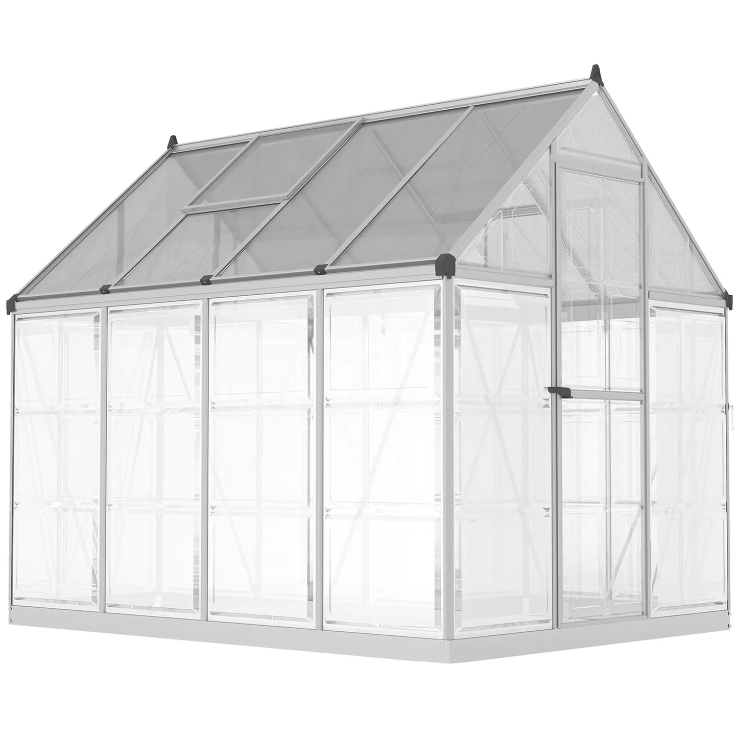 6' x 8' Walk-In Polycarbonate Greenhouse, Aluminium, 2 Panel Types, 5-Level Roof Vent Walk In Greenhouses at Gallery Canada