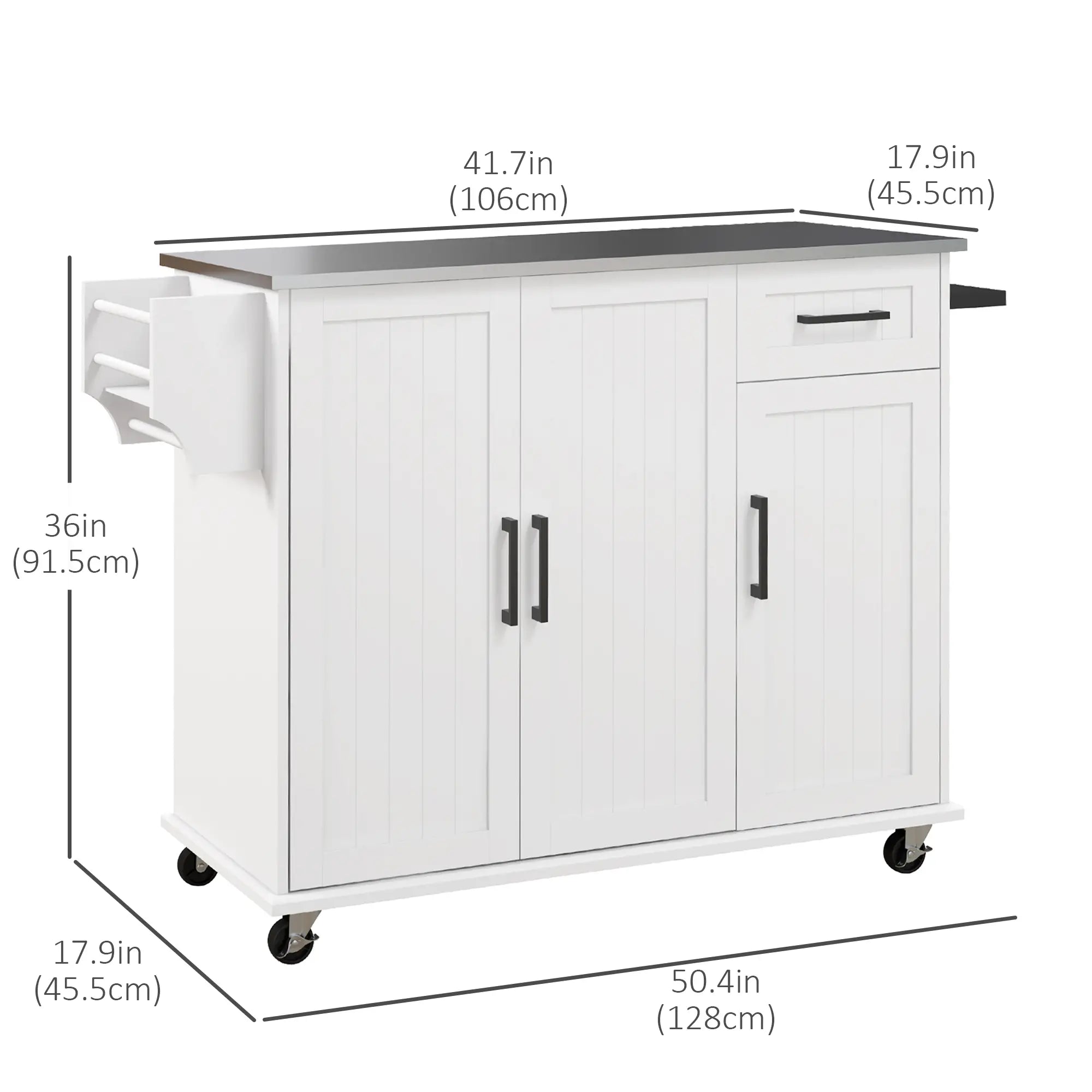 Kitchen Island with Storage, Drawer, 3 Cabinets, White Kitchen Islands & Kitchen Carts at Gallery Canada