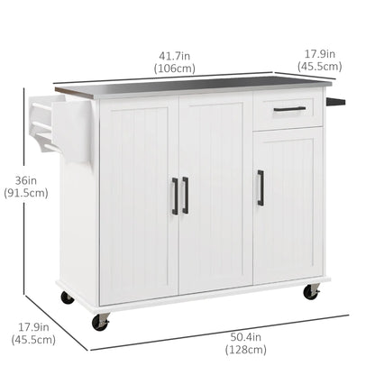 Kitchen Island with Storage, Drawer, 3 Cabinets, White Kitchen Islands & Kitchen Carts at Gallery Canada