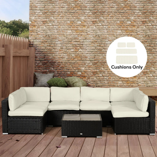 14pc Patio Rattan Sofa Set, Polyester Cushion Cover, Cream White