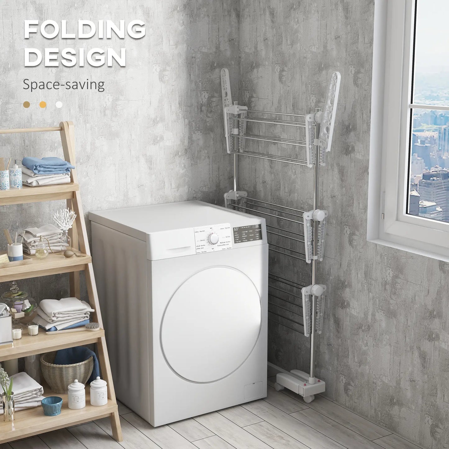 3-Tier Foldable Clothes Drying Rack, Stainless Steel, White Bath Accessories at Gallery Canada