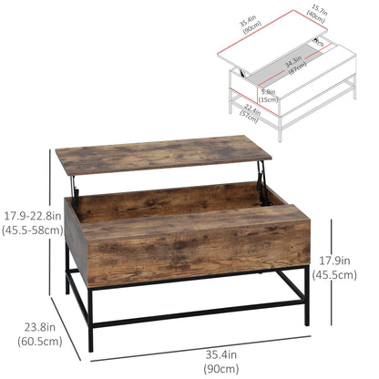 Lift Top Coffee Table, Hidden Storage, Living Room, Rustic Brown Coffee Tables at Gallery Canada