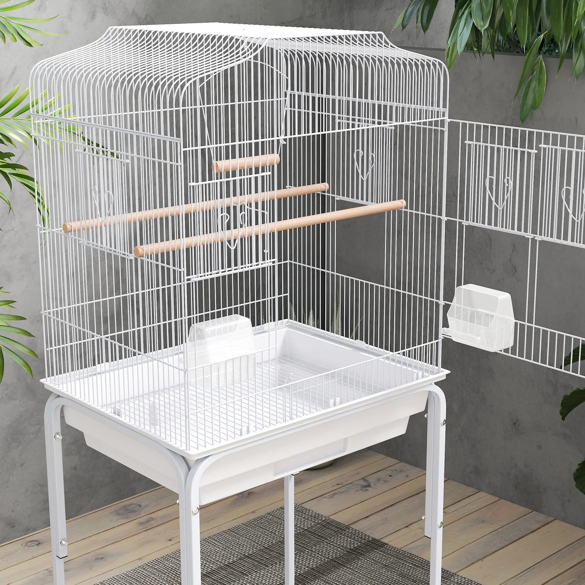 49 Rolling Bird Cage, Cockatoo House, Play Top, Storage Shelf, Wheels, White Bird Cages at Gallery Canada