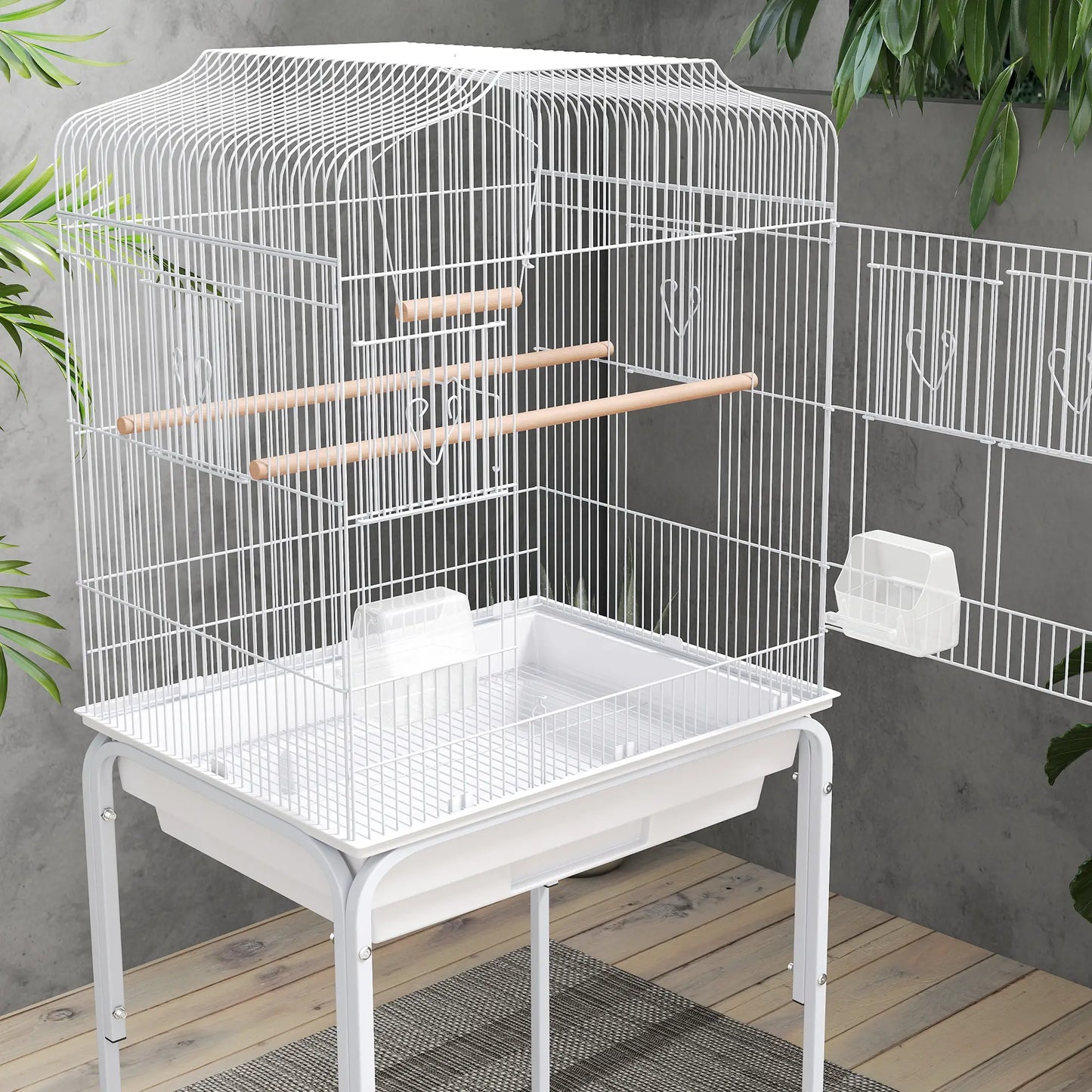 49 Rolling Bird Cage, Cockatoo House, Play Top, Storage Shelf, Wheels, White Bird Cages at Gallery Canada