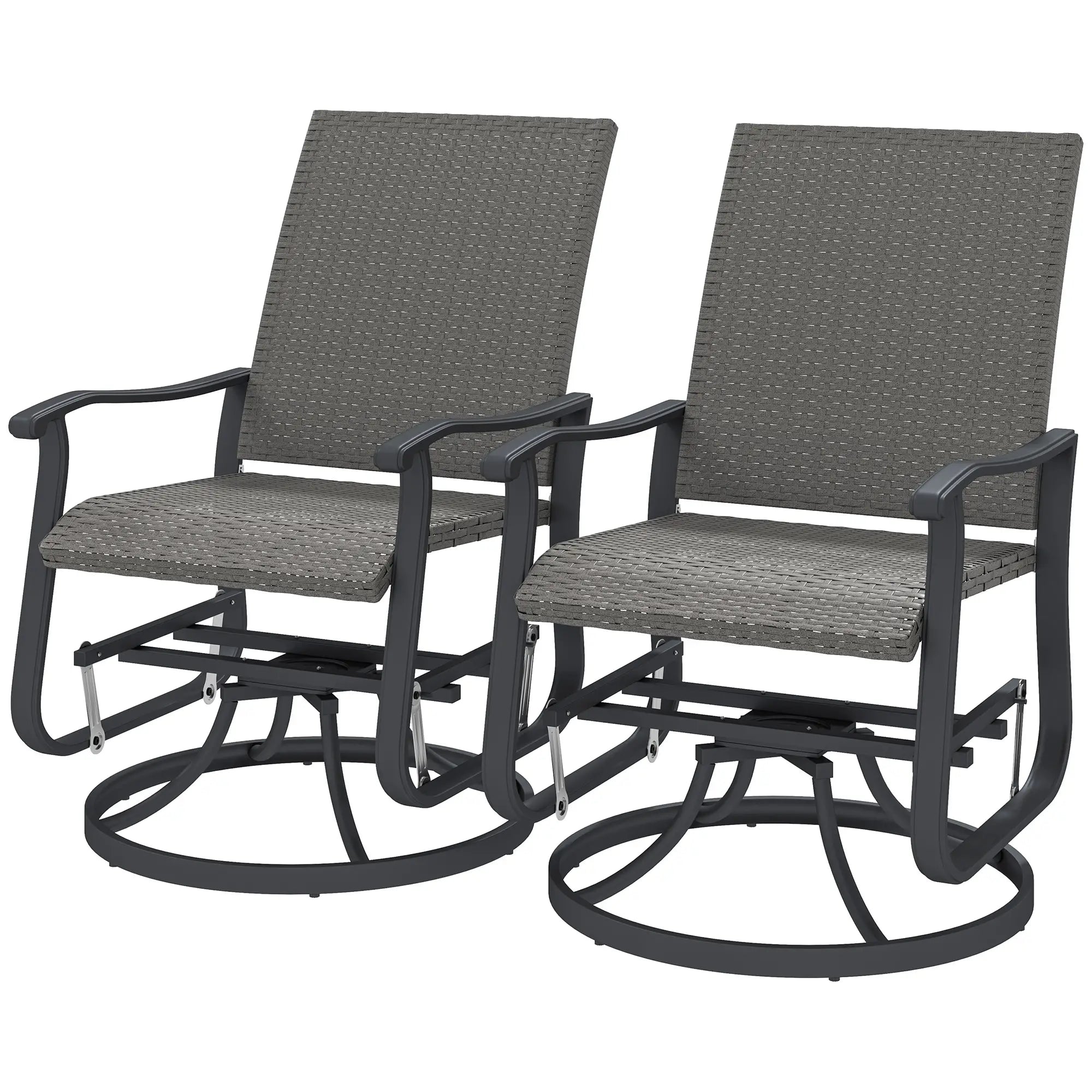 Set of 2 Rattan Patio Gliders, Wicker Outdoor Swivel Chairs, Grey Outdoor Gliders Grey at Gallery Canada