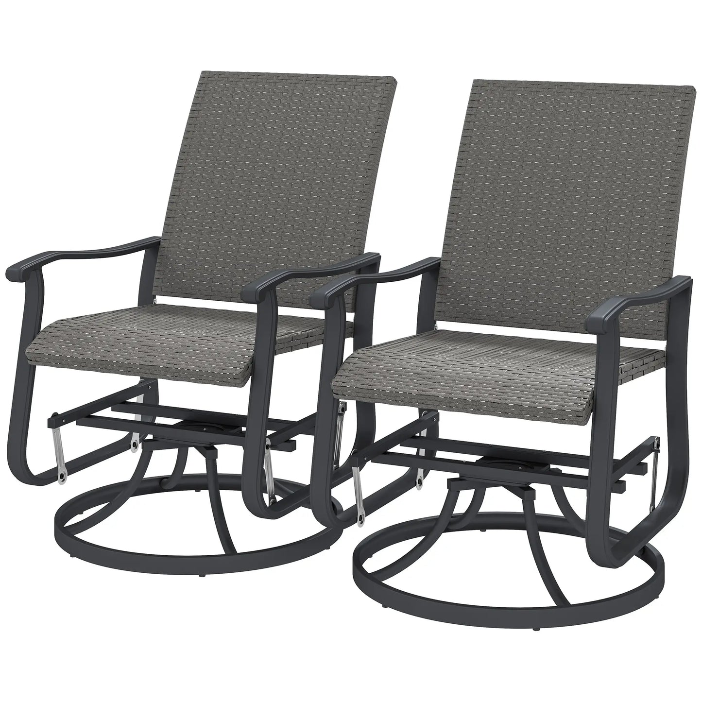 Set of 2 Rattan Patio Gliders, Wicker Outdoor Swivel Chairs, Grey Outdoor Gliders Grey at Gallery Canada