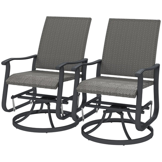 Set of 2 Rattan Patio Gliders, Wicker Outdoor Swivel Chairs, Grey Outdoor Gliders Grey at Gallery Canada