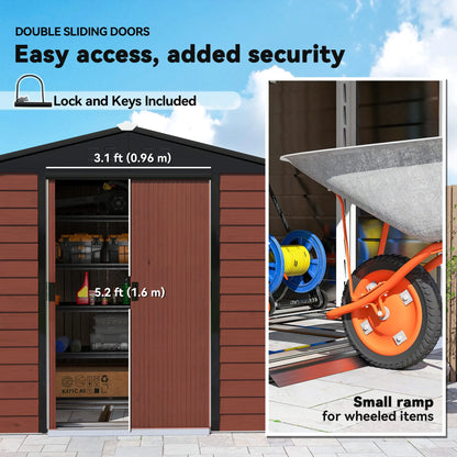 8' x 7' Outdoor Storage Shed, Galvanized Steel, Lockable Doors, Floor Frame Sheds at Gallery Canada