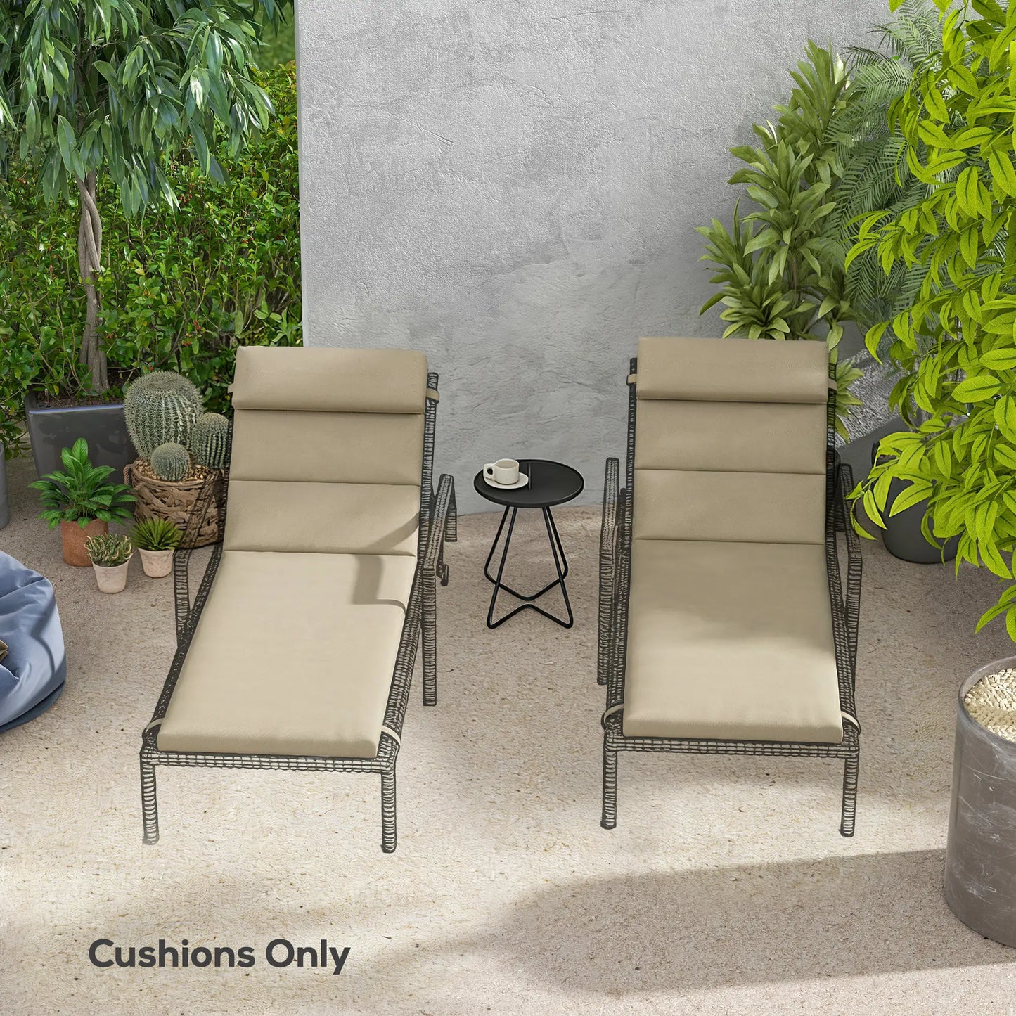 Patio Chaise Lounge Chair Cushions, Set of 2, Beige Patio Chair Cushions at Gallery Canada