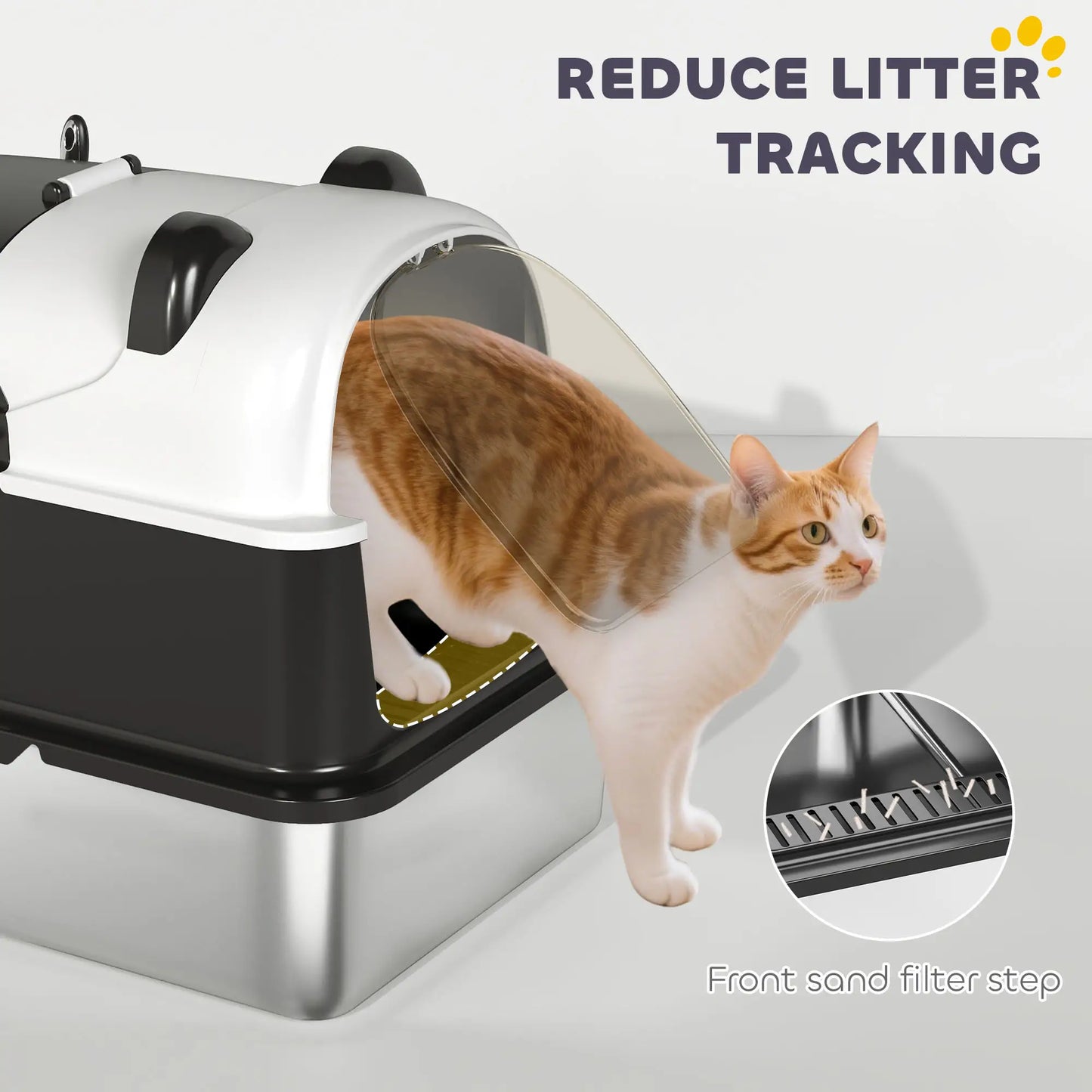 XL Stainless Steel Cat Litter Box with Lid, Scoop, 23.7" x 15.9" x 17.6" Cat Litter Box Enclosures at Gallery Canada