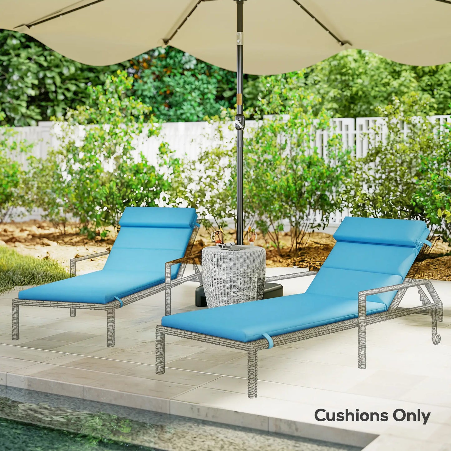 Patio Chaise Lounge Chair Cushions, Set of 2, Turquoise Patio Chair Cushions at Gallery Canada