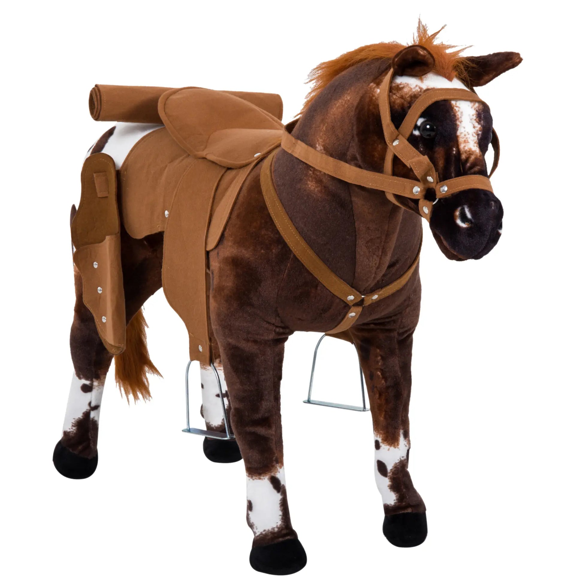 Standing Ride on Horse, Plush Pony Toy with Sound, Brown Rocking Horses Brown at Gallery Canada
