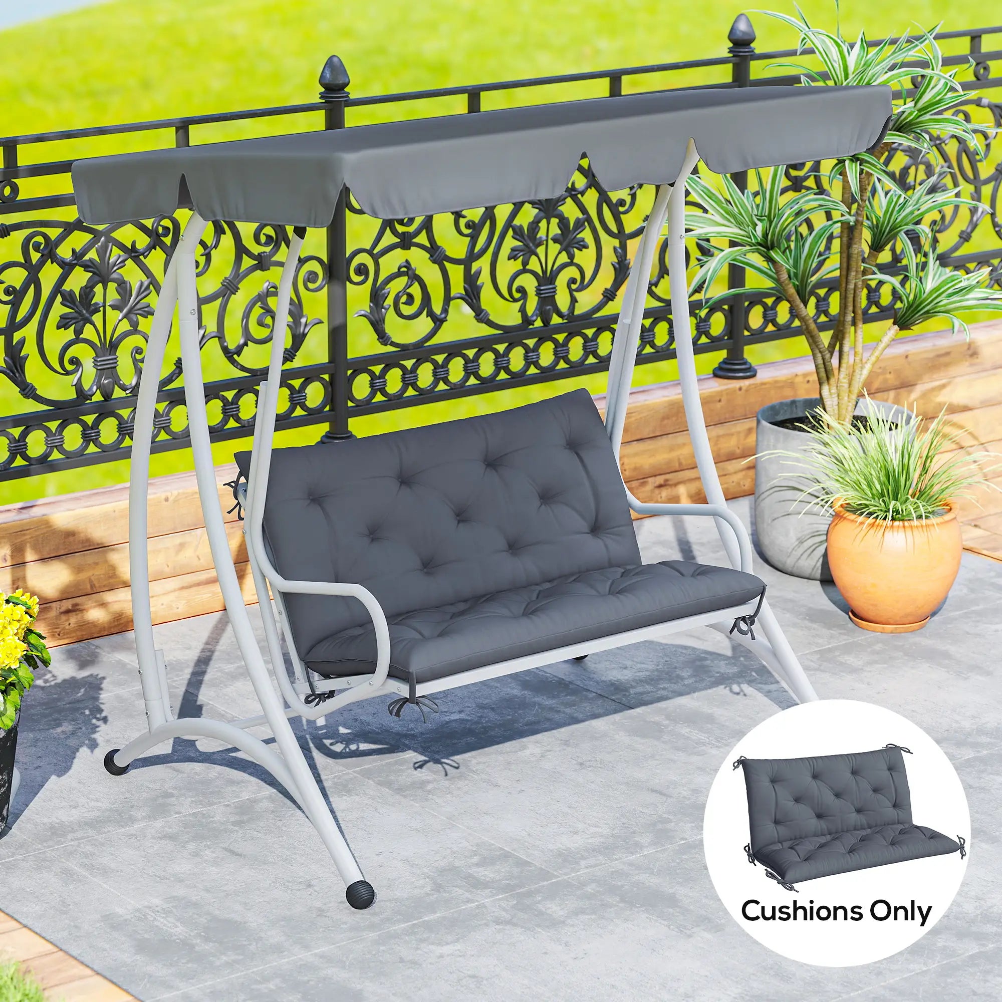 Porch Swing Cushion, Garden Bench Cushion with Backrest, Non-Slip, 39.4