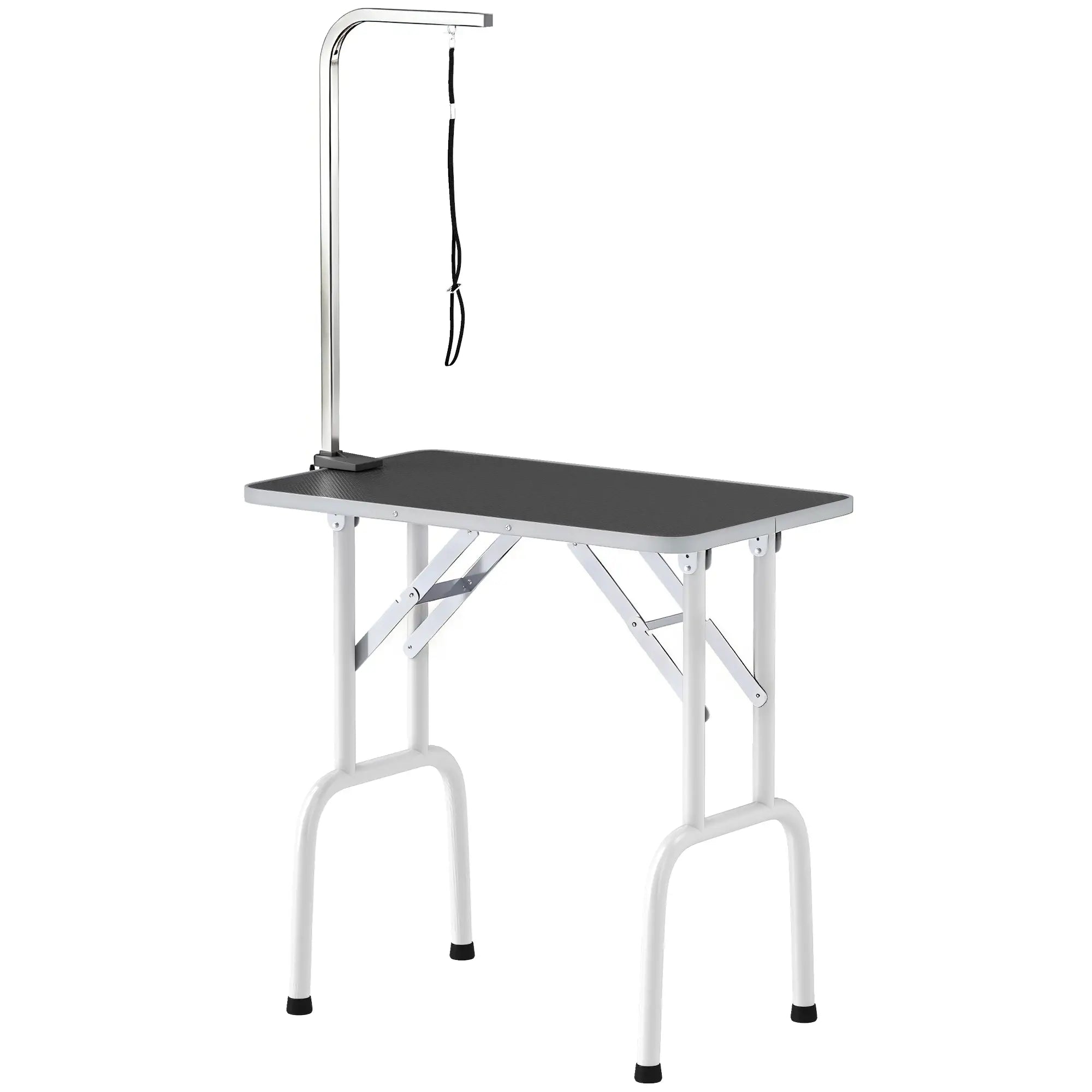 Foldable Pet Grooming Table, Adjustable Arm, Non-Slip Surface, Black Dog Grooming Tables Black, White at Gallery Canada