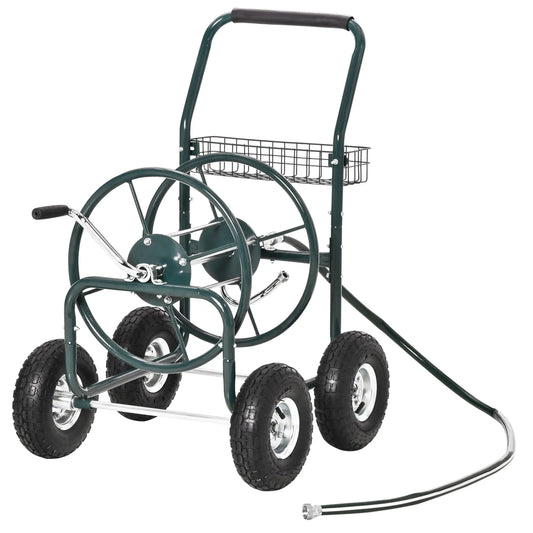 Portable Garden Hose Reel Cart, 4 Wheels, Storage Basket Folding Garden Carts Green at Gallery Canada