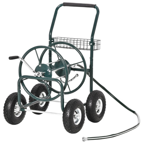 Portable Garden Hose Reel Cart, 4 Wheels, Storage Basket