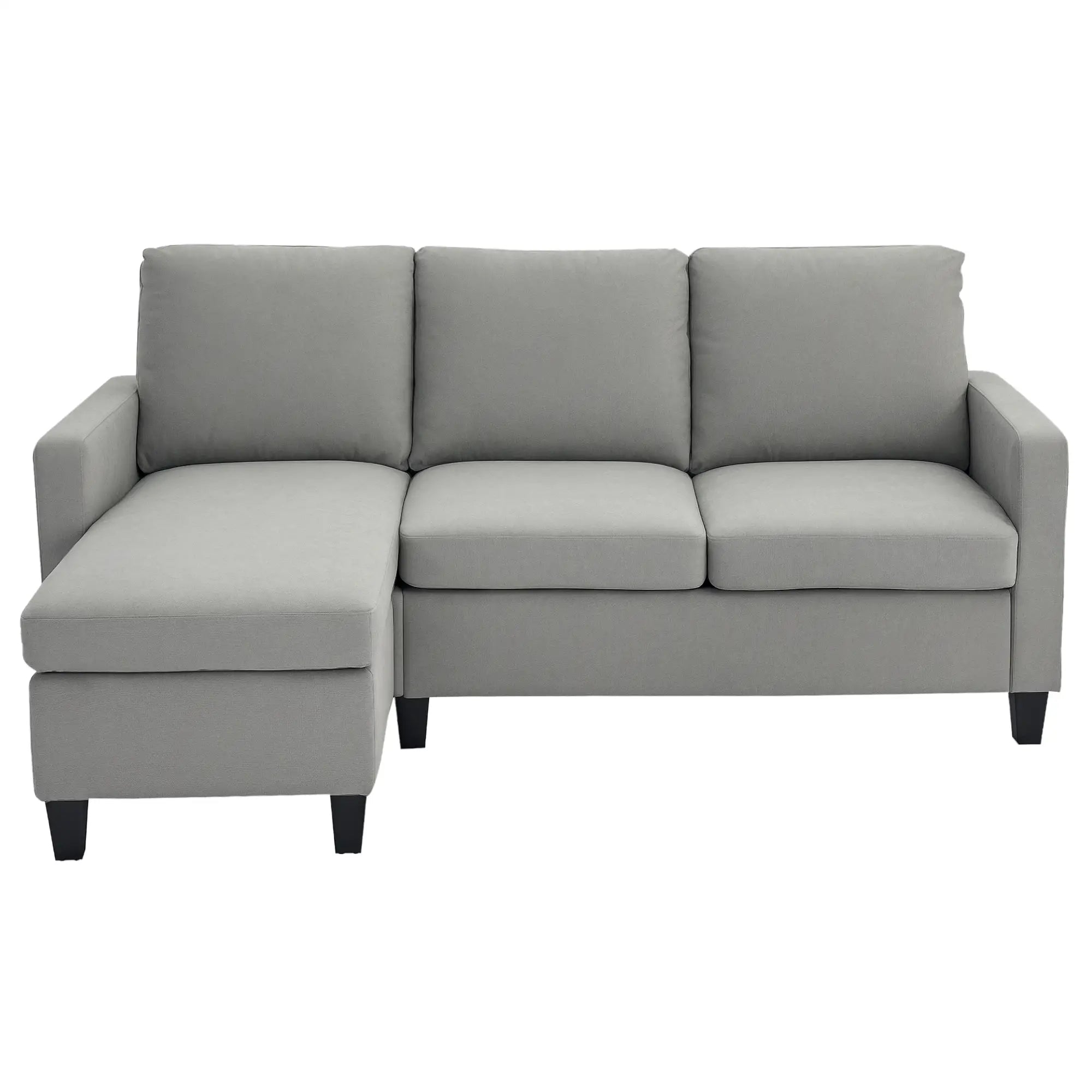 L-Shape Sectional Sofa with Ottoman, Modern Living Room Couch, Light Grey 3-Seater Sofas at Gallery Canada