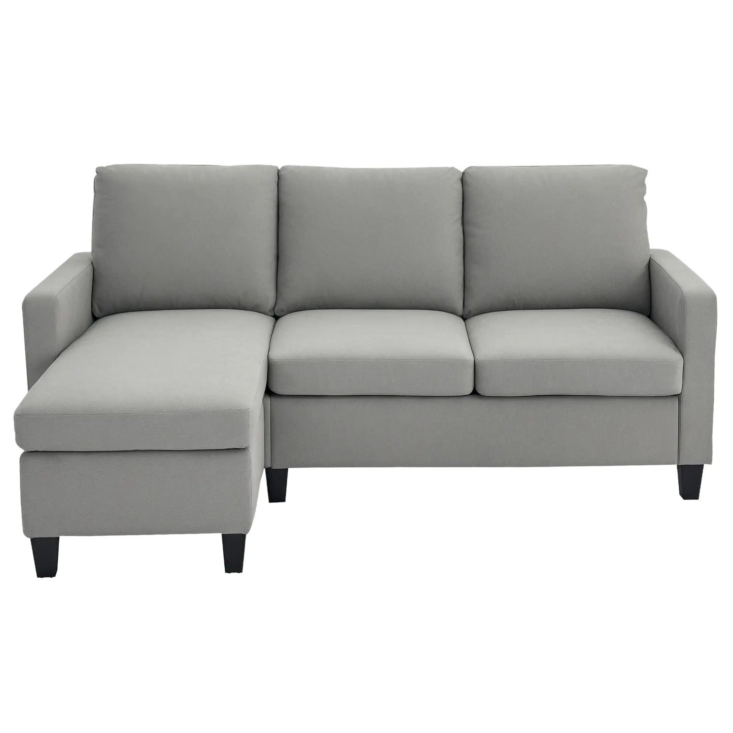 L-Shape Sectional Sofa with Ottoman, Modern Living Room Couch, Light Grey 3-Seater Sofas at Gallery Canada