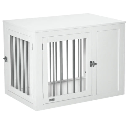 2-in-1 Dog Cage and Side Table, Two Lockable Doors, Medium Size, White Houses, Kennels & Pens at Gallery Canada