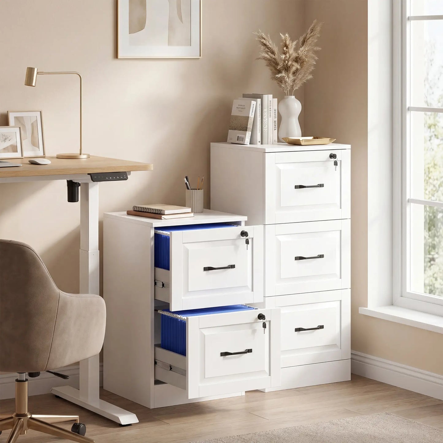 3 Drawer File Cabinet With Lock, Vertical Filing Cabinet, White Office Cabinets & Cupboards at Gallery Canada