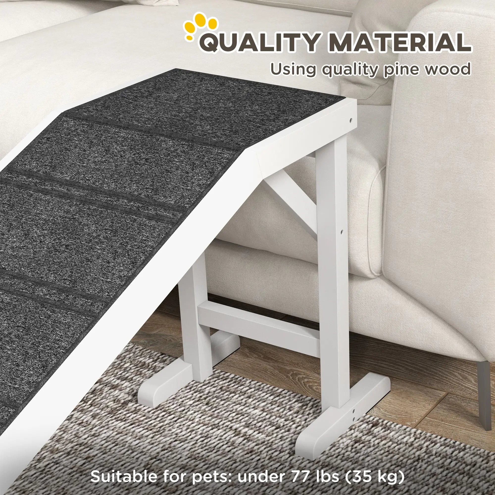 Dog Ramp with Non-Slip Carpet, Top Platform, 74