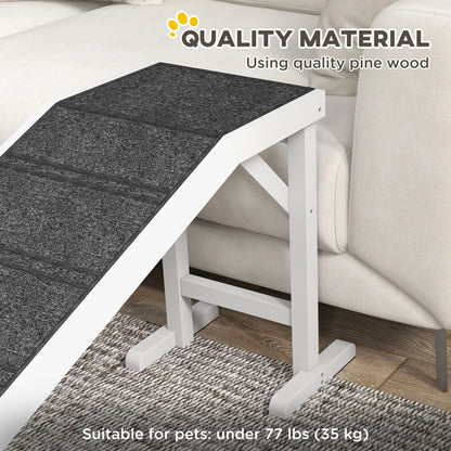 Dog Ramp with Non-Slip Carpet, Top Platform, 74" x 16" x 25", White Dog Stairs at Gallery Canada