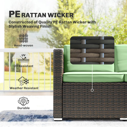3 Piece Patio Furniture Set, PE Rattan Wicker Corner Sofa, Light Green Patio Furniture Sets at Gallery Canada