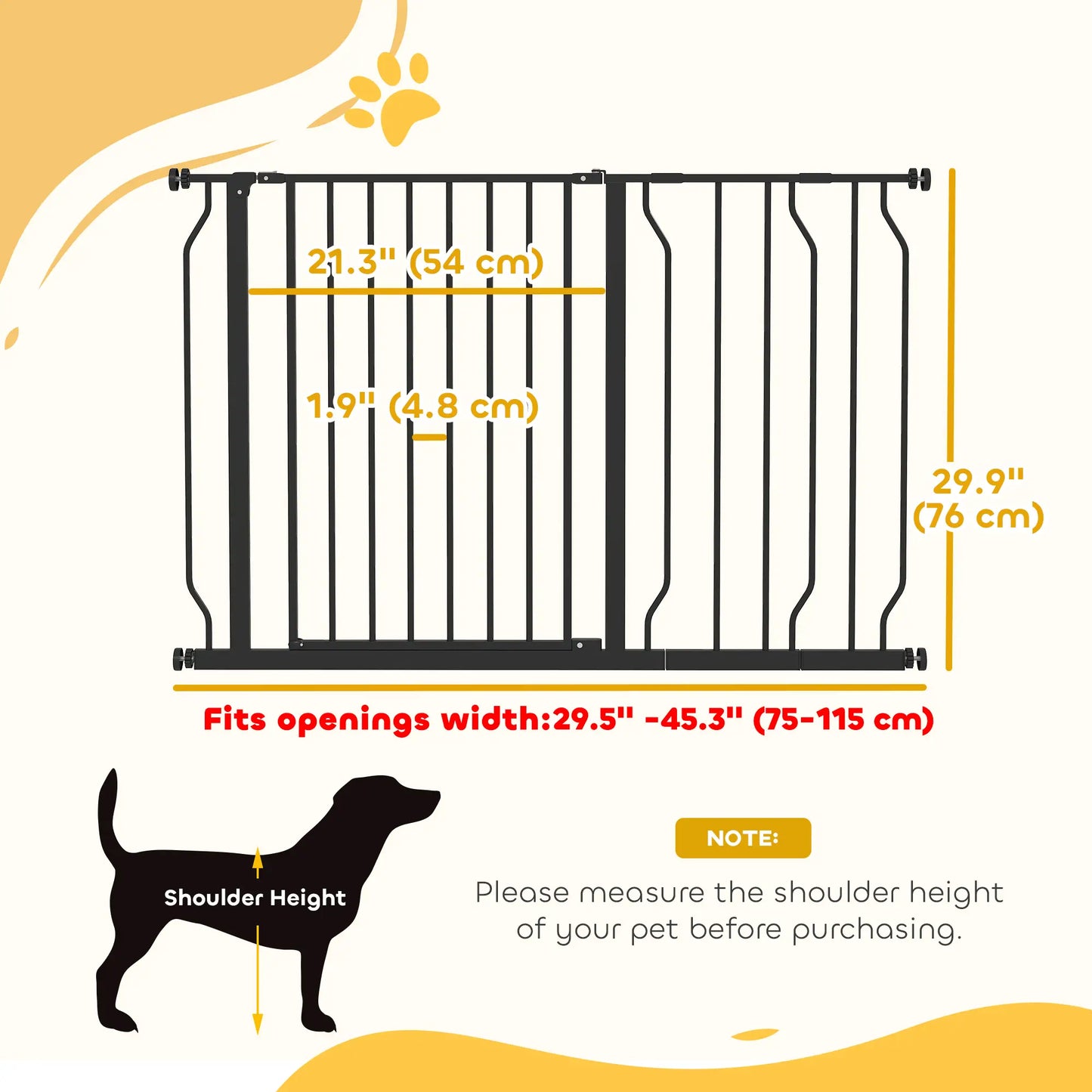 30"-45" Easy Install Pet Gate, Extra Wide, Black Houses, Kennels & Pens at Gallery Canada
