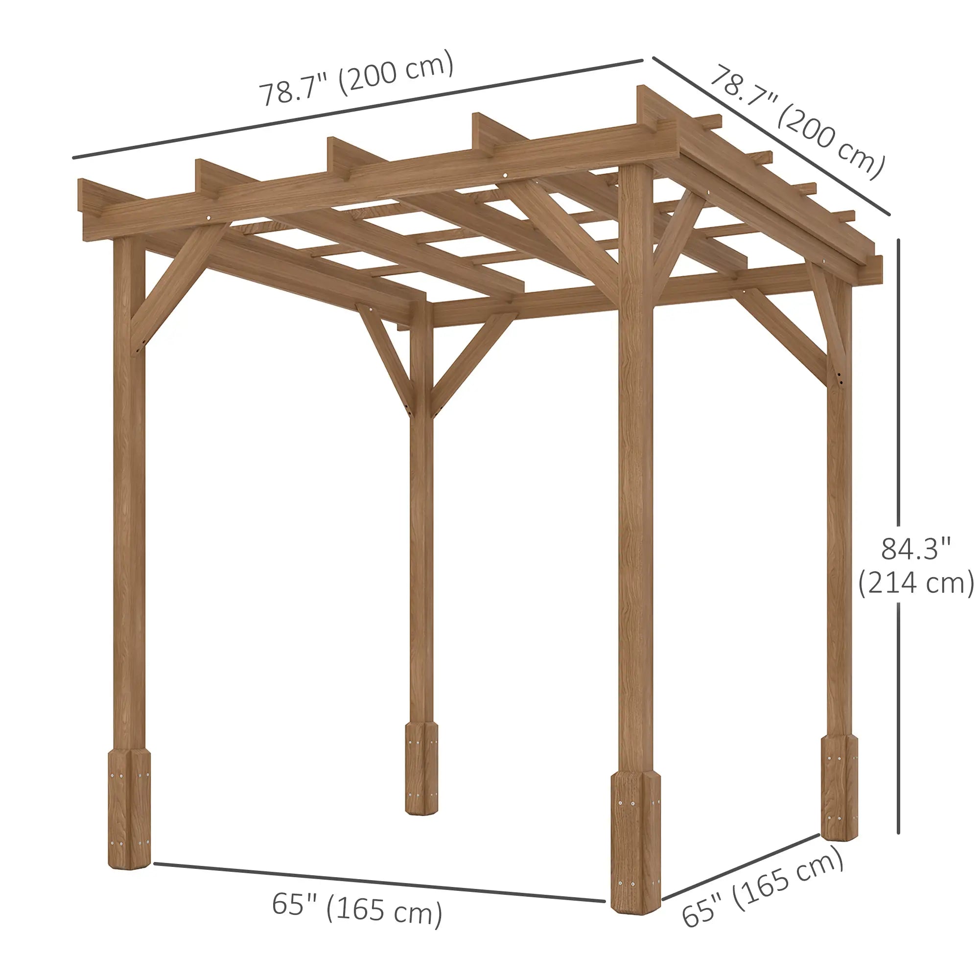 6.6' x 6.6' Wood Pergola, Outdoor Gazebo Grape Trellis, Dark Brown Pergolas at Gallery Canada