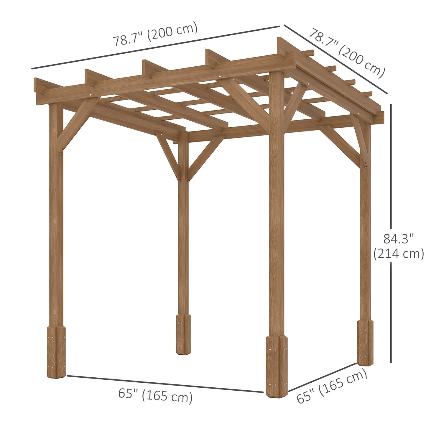 6.6' x 6.6' Wood Pergola, Outdoor Gazebo Grape Trellis, Dark Brown Pergolas at Gallery Canada