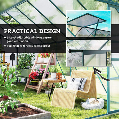 16' x 8' Aluminum Polycarbonate Greenhouse, Walk-In, Adjustable Roof Vent, Green Walk In Greenhouses at Gallery Canada