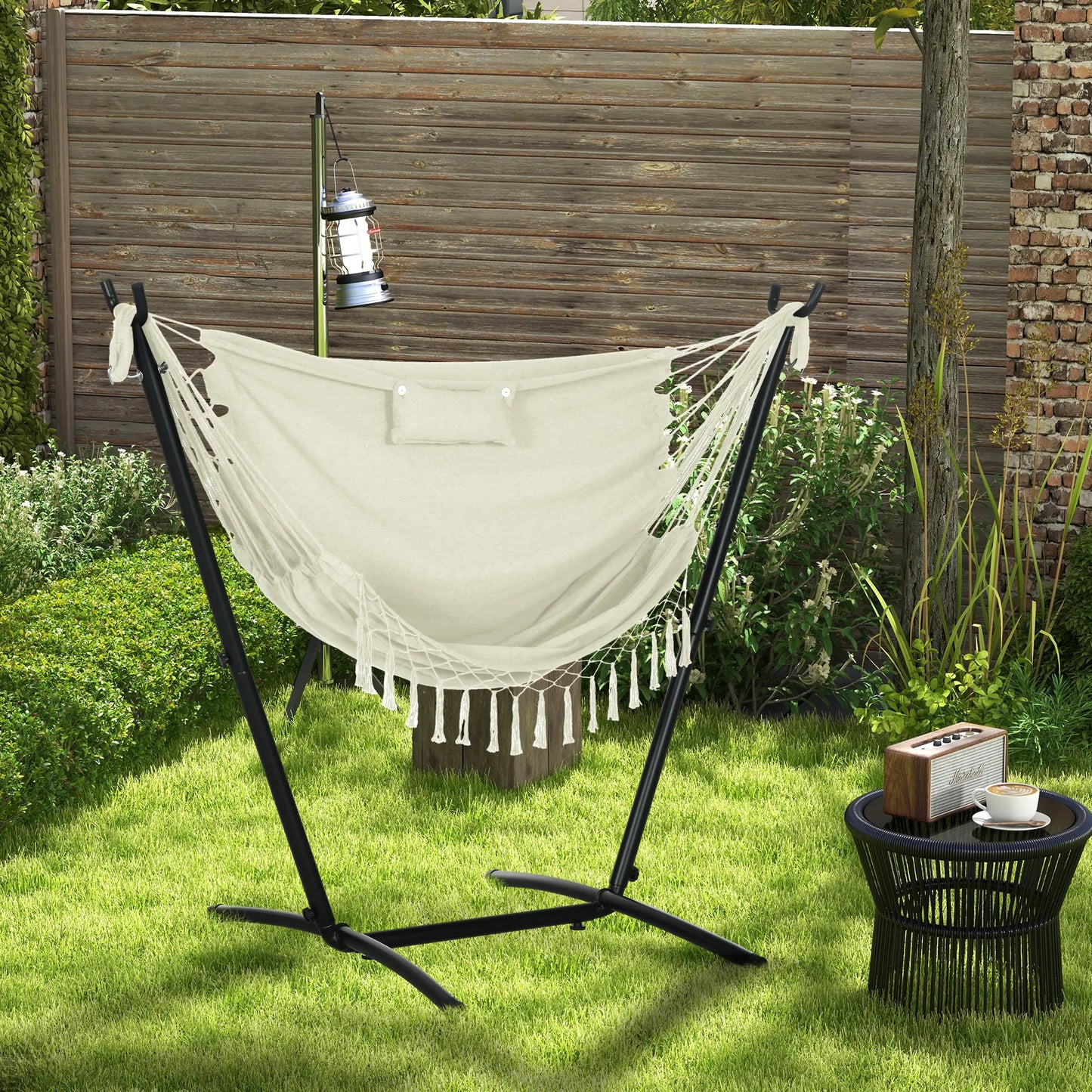 Patio Hammock Chair With Stand, Outdoor Swing, Cream Patio Swings with Stand at Gallery Canada