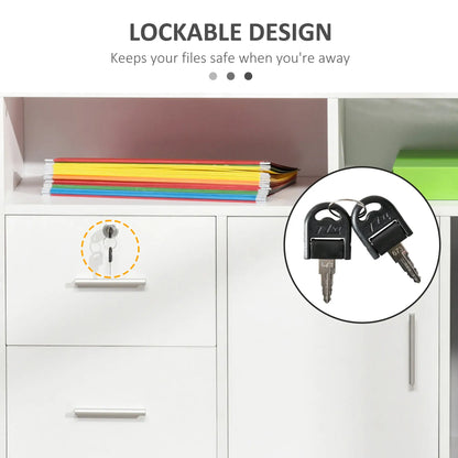 Lateral Filing Cabinet, Open Shelf, Mobile with Wheels, Lockable Drawer, White Office Cabinets & Cupboards at Gallery Canada