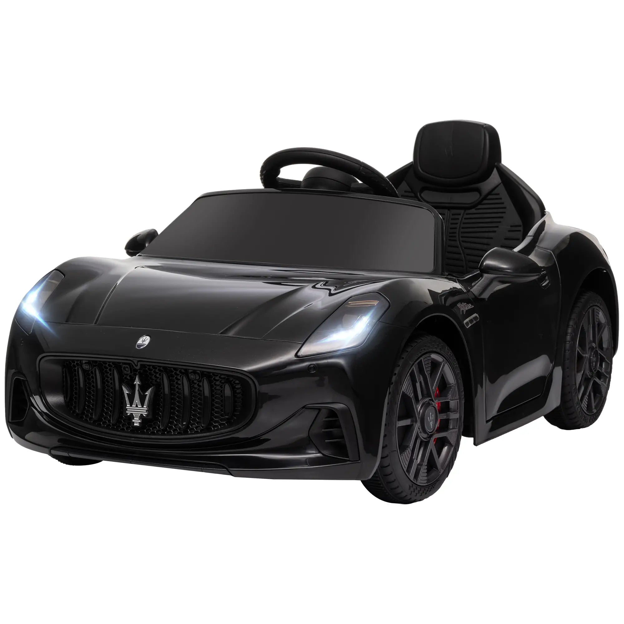 12V Maserati Kids Electric Car, Remote Control, LED Lights, MP3, Black Electric Toy Cars Black at Gallery Canada