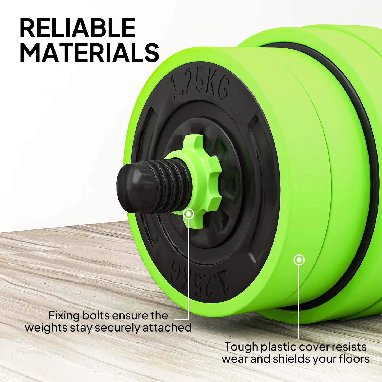 66lbs 4-in-1 Adjustable Dumbbell Set, Barbell, Kettlebell, Green Dumbbells & Barbells at Gallery Canada