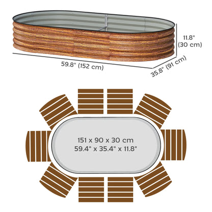 5' x 3' x 1' Galvanized Raised Garden Bed, Brown Wood Effect, Brown