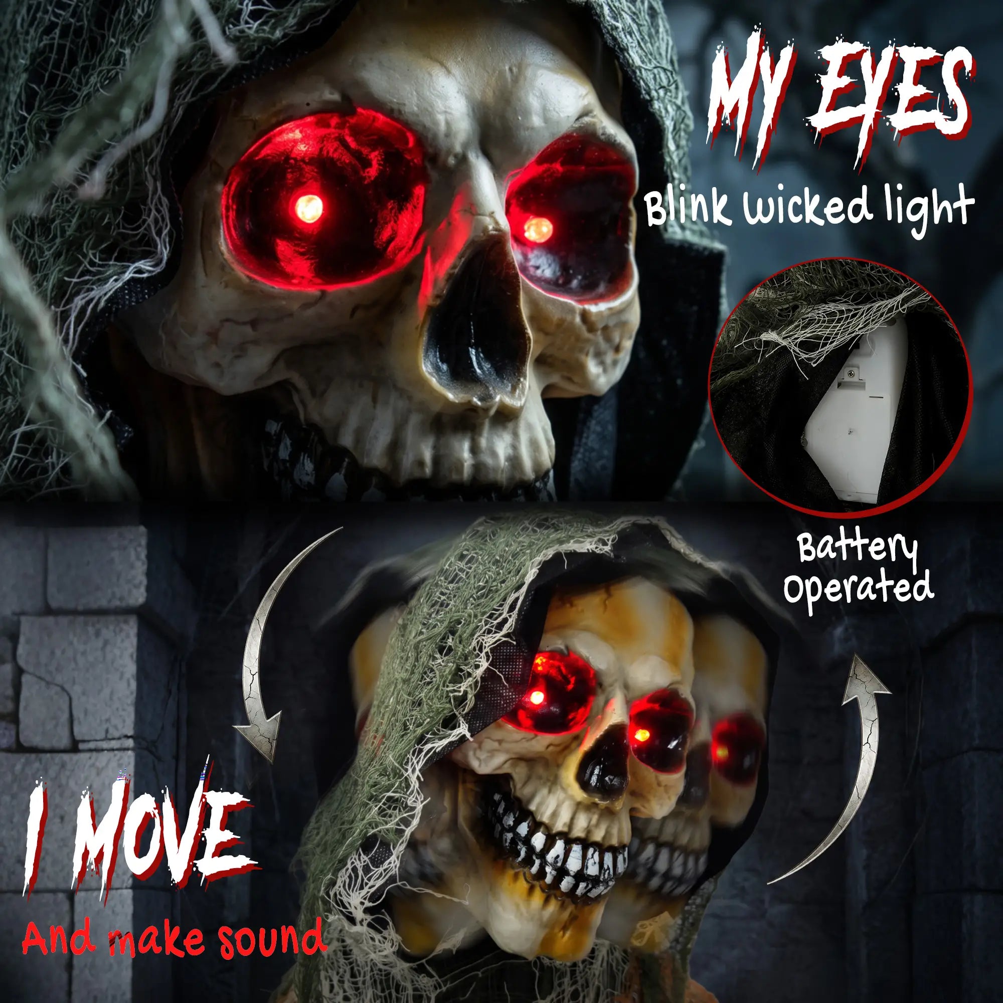 5.6 Ft Animated Grim Reaper Halloween Animatronic, Moves & Glows Halloween Decorations at Gallery Canada