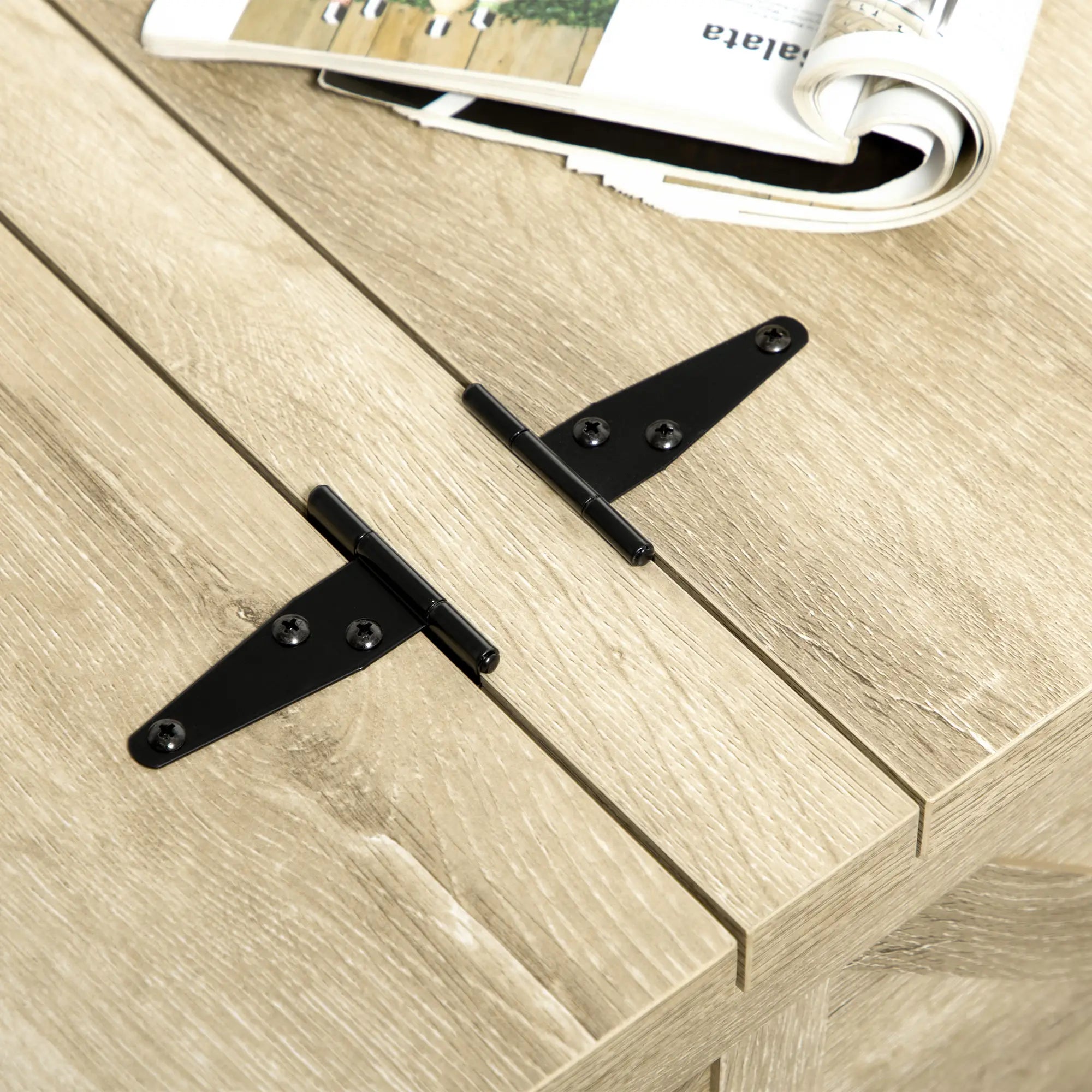 Farmhouse Coffee Table, Square Flip-Top Lid, Hidden Storage, Oak Coffee Tables at Gallery Canada