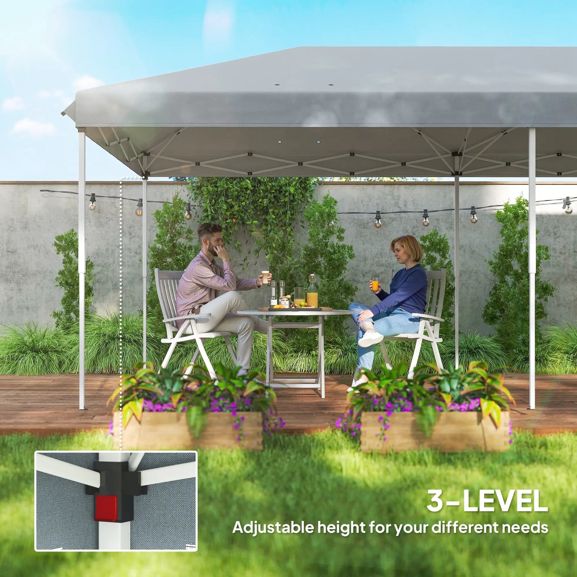 10' x 20' Pop Up Canopy Tent Gazebo, Removable Mesh Sidewall, Carry Bag, Grey Pop Up Canopies at Gallery Canada