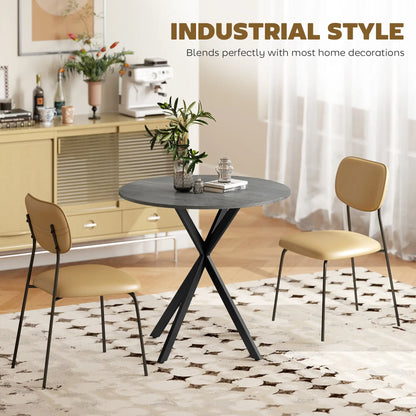 31.5" Industrial Round Dining Table, Distressed Grey Dining Tables at Gallery Canada