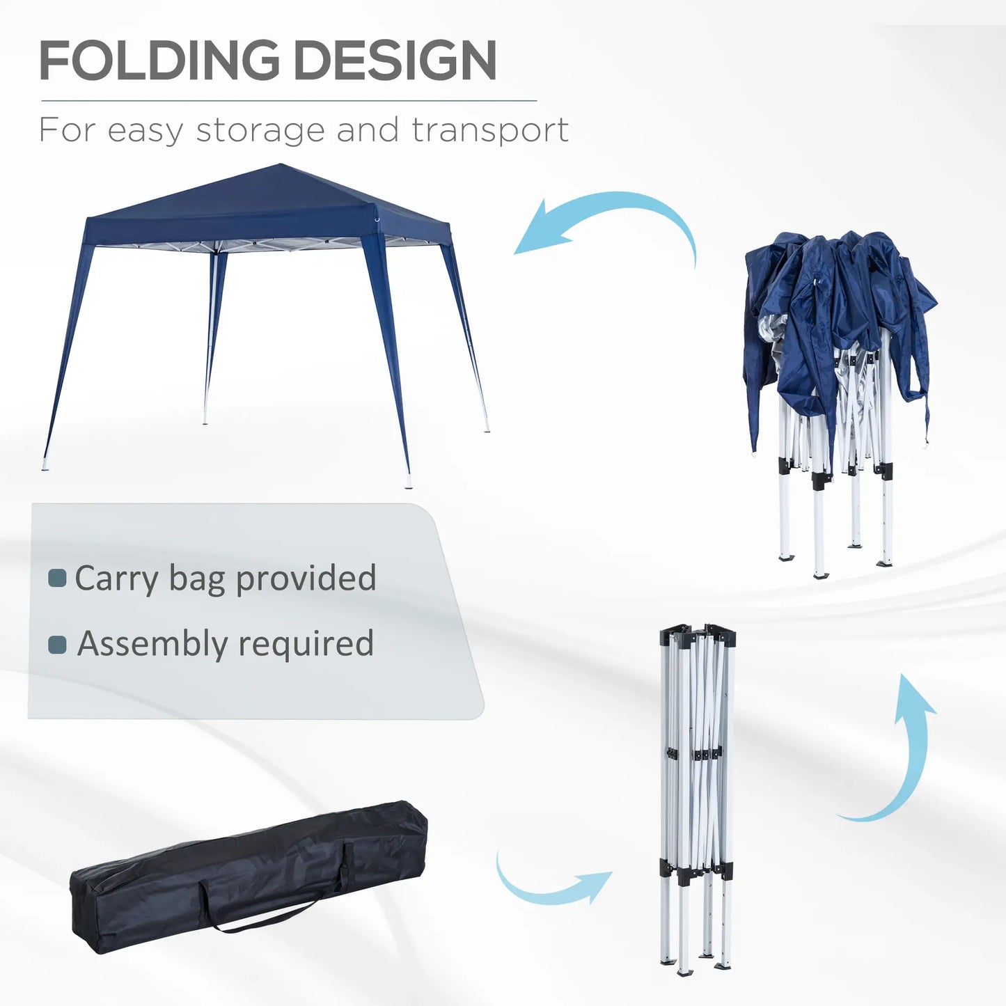 8' x 8' Pop Up Canopy, Portable Folding Tent, Blue Pop Up Canopies at Gallery Canada