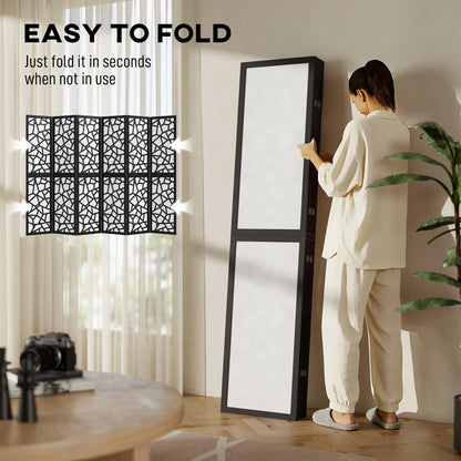 6 Panel Room Divider, 5.6 FT, Geometric Pattern Privacy Screen, Black Room Dividers at Gallery Canada