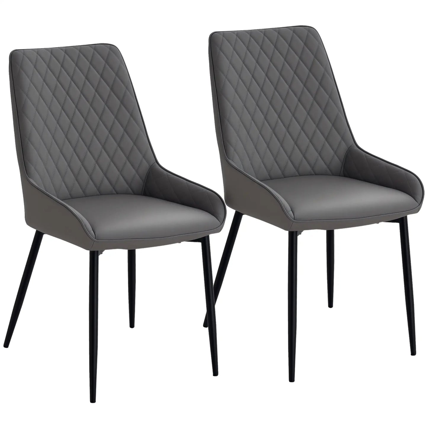 Modern Dining Chairs Set of 2, PU Leather, Metal Legs, Grey Bar Stools Grey at Gallery Canada