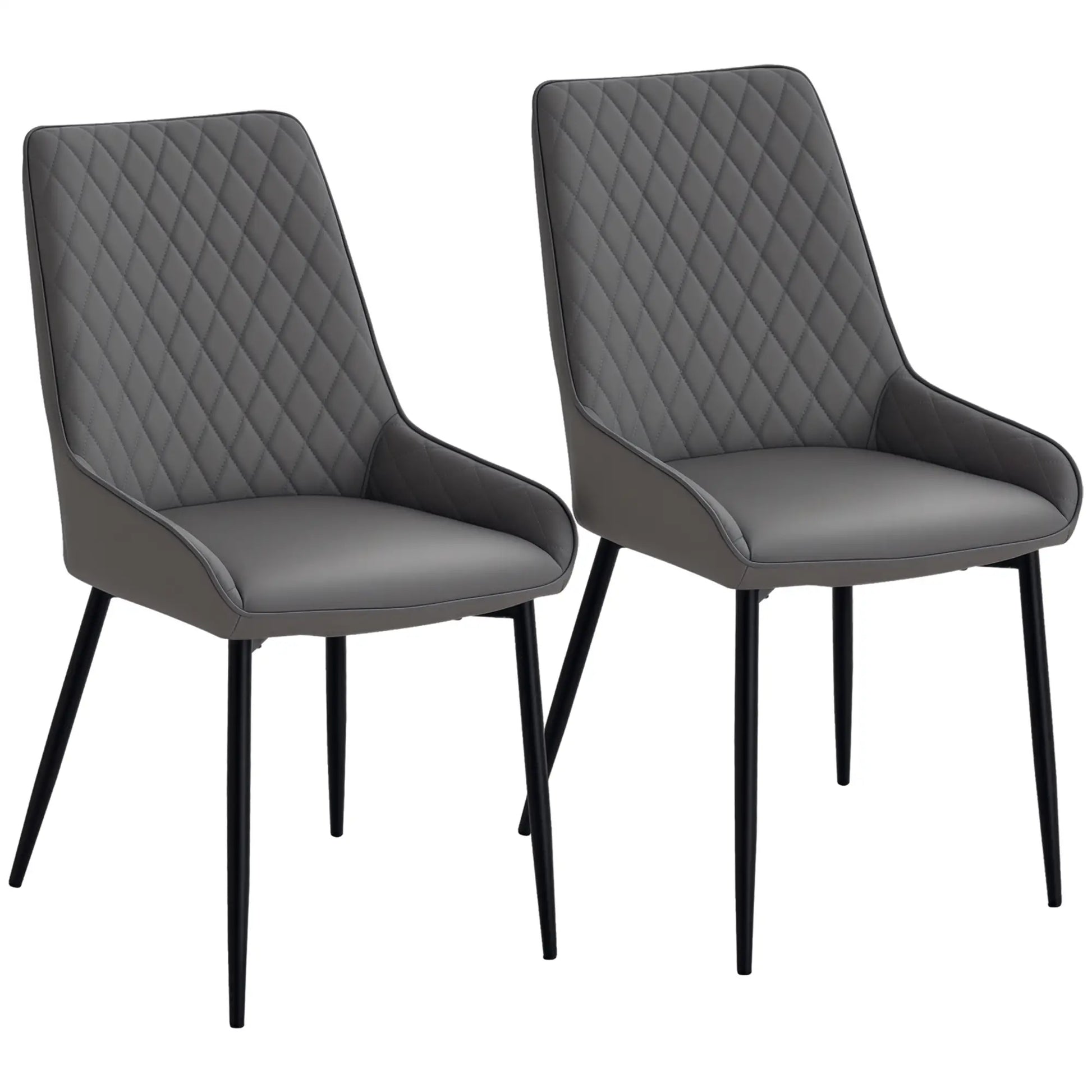 Modern Dining Chairs Set of 2, PU Leather, Metal Legs, Grey Bar Stools Grey at Gallery Canada