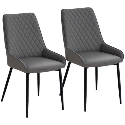 Modern Dining Chairs Set of 2, PU Leather, Metal Legs, Grey Bar Stools Grey at Gallery Canada